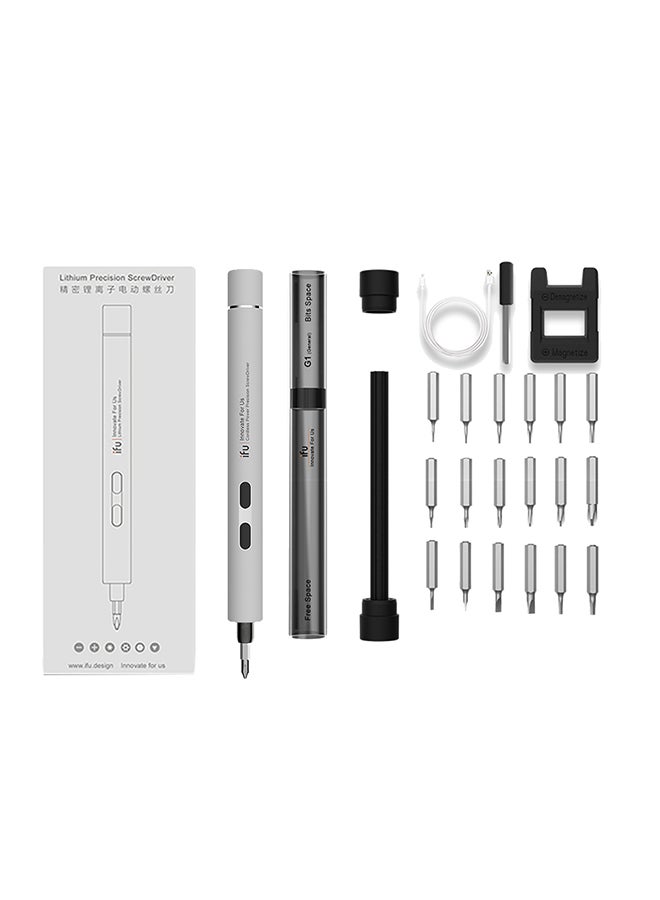 Generic Portable Rechargeable Lithium Precision Screw Driver White 17 x 2 x 6cm 