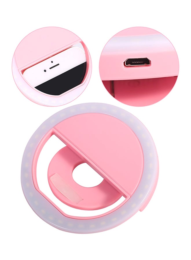 Generic SG-11 Mini Rechargeable Phone LED Selfie Lamp Ring Light Pink/White  - Image 3