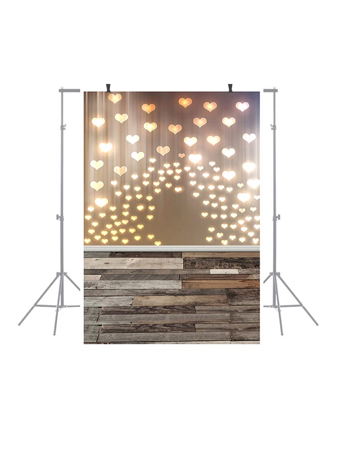 docooler Heart-shape Wood Floor Pattern Photography Studio Background Brown/Gold  - Image 2
