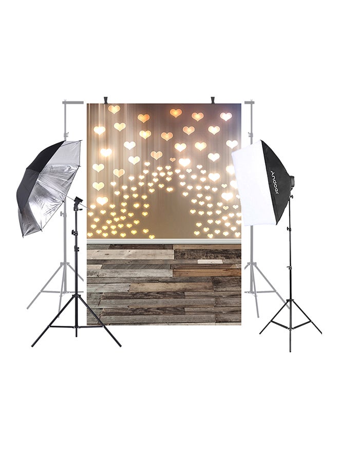 docooler Heart-shape Wood Floor Pattern Photography Studio Background Brown/Gold  - Image 3