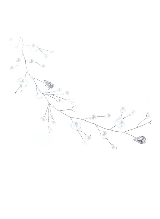 Yean Bridal Flower Wedding Headband Silver/White - Image 2