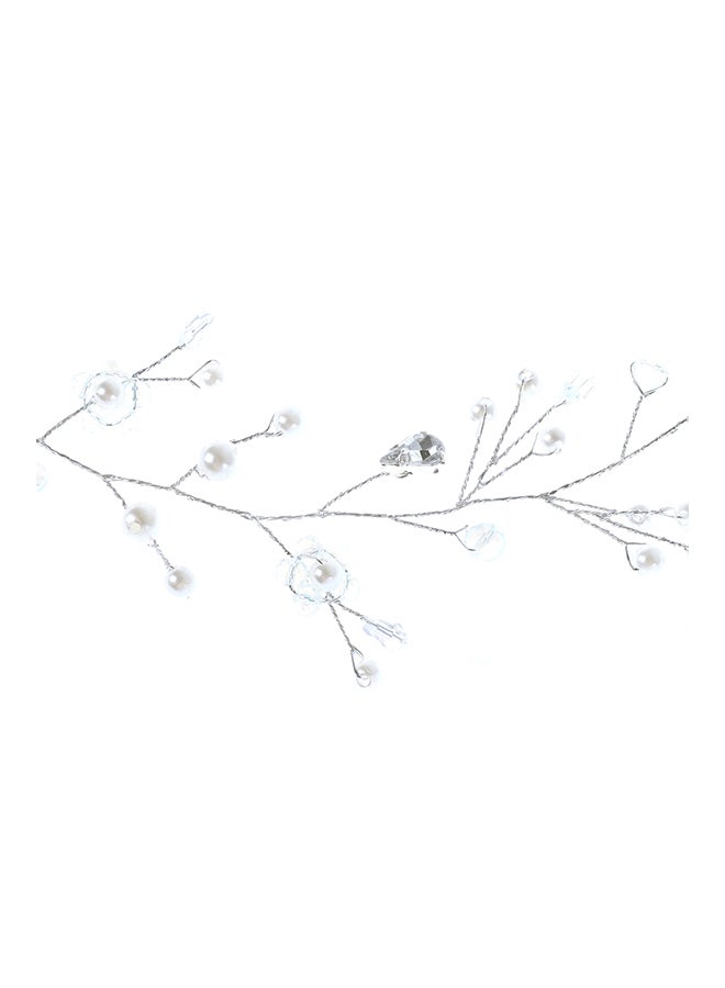 Yean Bridal Flower Wedding Headband Silver/White - Image 3