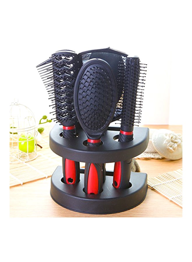 سيلفتك طقم فرشاة تدليك مكون من 5 قطع مزود بحامل ومرآة أسود/أحمر - Image 4