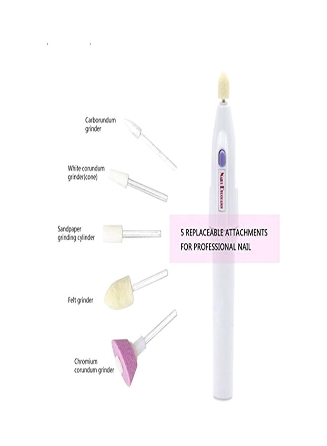 مجموعة من مبارد الأظافر الكهربائية الصغيرة للبديكير والمنيكير أبيض - Image 1