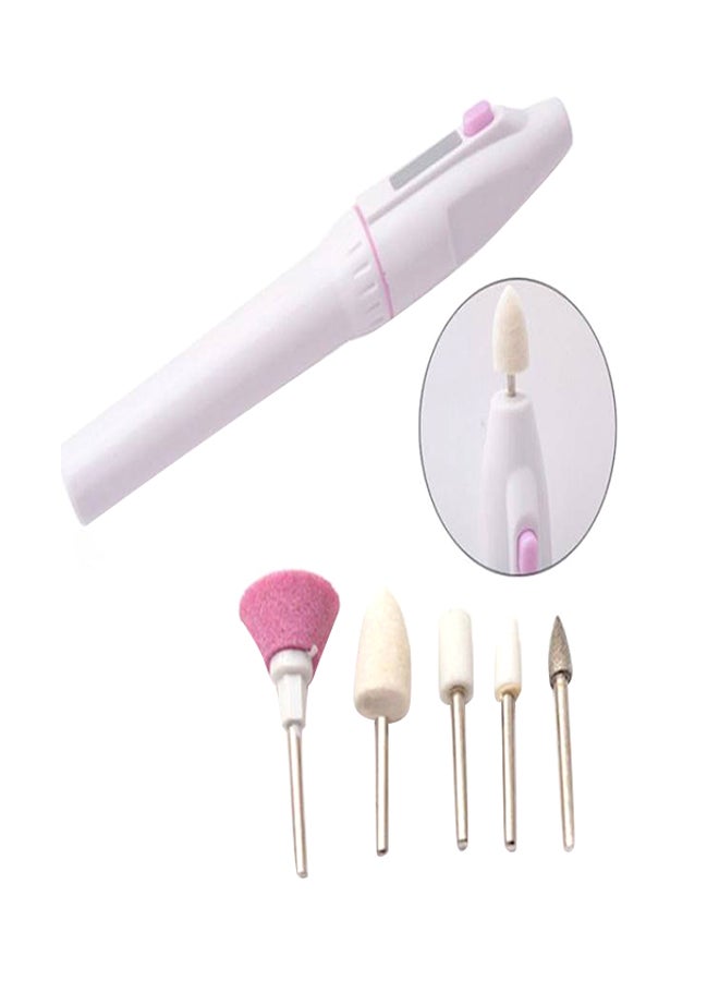 مجموعة من مبارد الأظافر الكهربائية الصغيرة للبديكير والمنيكير أبيض - Image 2
