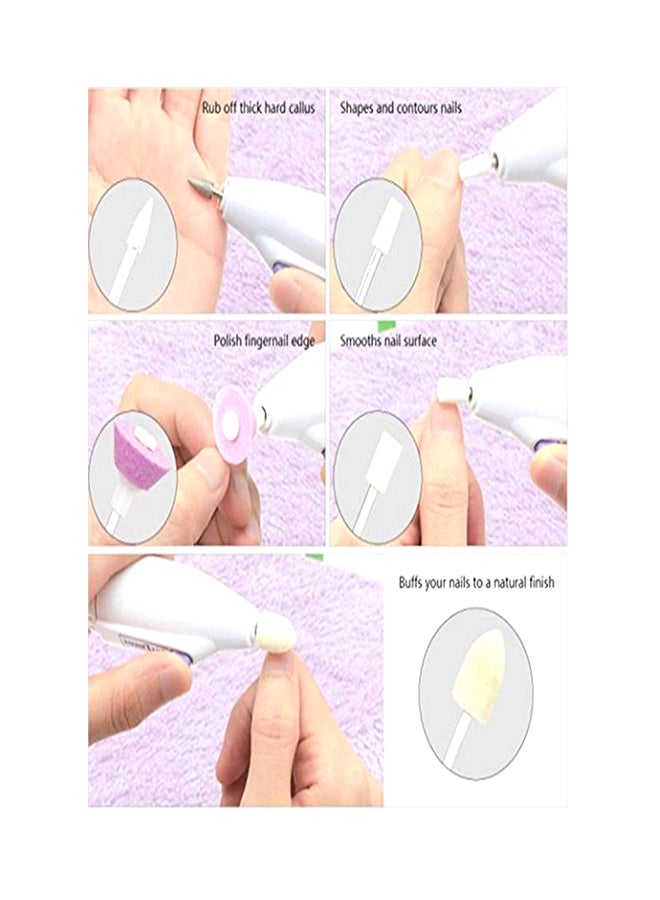 مجموعة من مبارد الأظافر الكهربائية الصغيرة للبديكير والمنيكير أبيض - Image 3