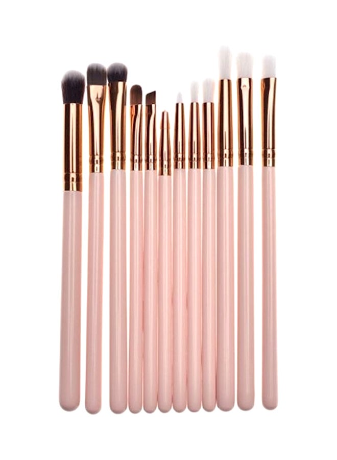 12-Piece Eye Shadow Cosmetics Makeup Brush Set Pink - Image 1