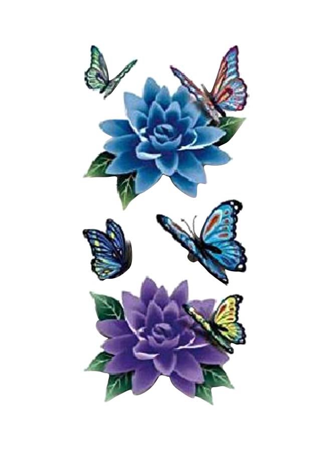 تافلي طقم ملصقات تاتو مؤقت بتصميم ثلاثي الأبعاد من 5 قطع أزرق/ أرجواني/ أخضر - Image 1