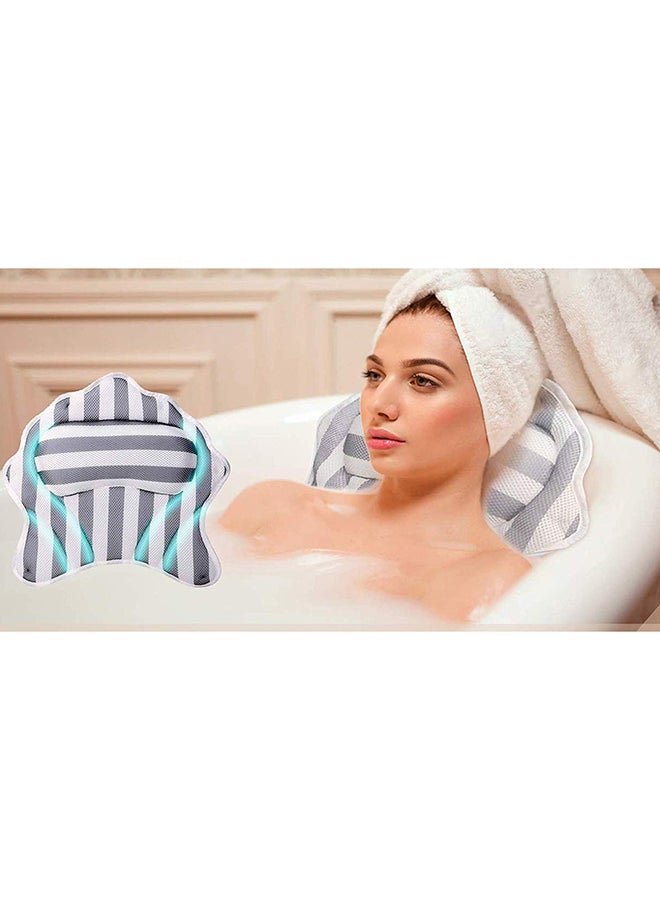 روبيك وسادة مسند رأس لحوض الاستحمام مع 6 أكواب شفط وخطاف للتعليق أبيض/رمادي 16.3 x 9 x 1.8بوصة - Image 3