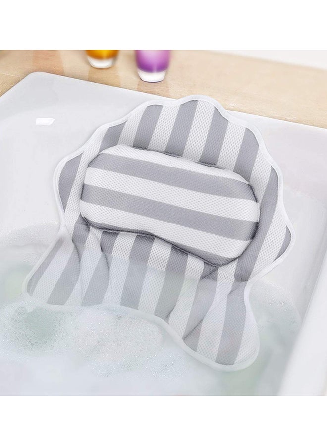 روبيك وسادة مسند رأس لحوض الاستحمام مع 6 أكواب شفط وخطاف للتعليق أبيض/رمادي 16.3 x 9 x 1.8بوصة - Image 4