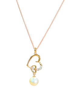 18K Gold Pearl Pendant With Diamond Necklace