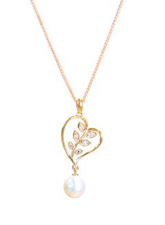 18K Gold Pearl Pendant With Diamond Necklace