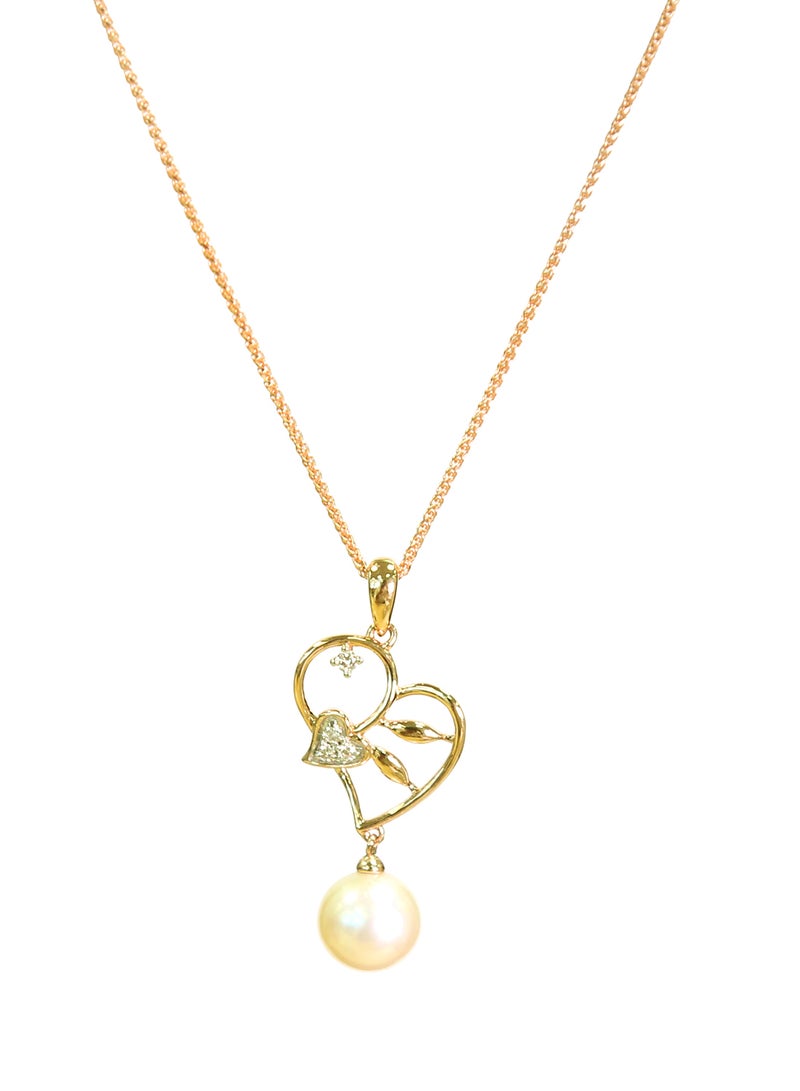 Joyalukkas - 18K Gold Pearl Pendant With Diamond Necklace - Image 1
