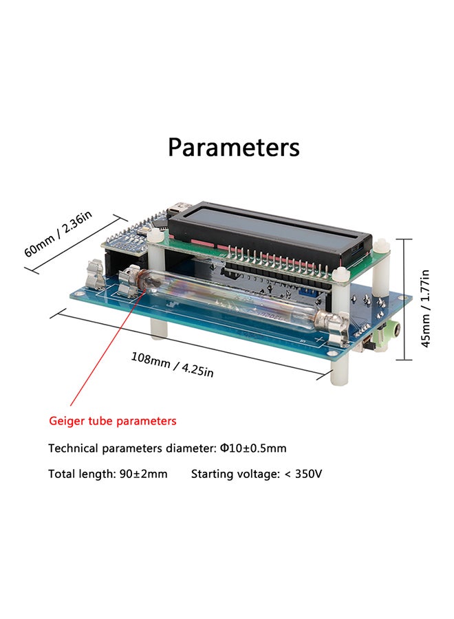 Generic Assembled DIY Geiger Counter Kit With LCD Display Multicolour  - Image 3