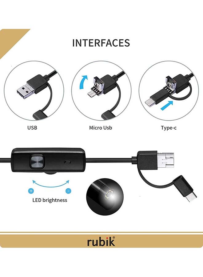 Generic - Type-C USB Endoscope Camera Soft Cable Black - Image 1