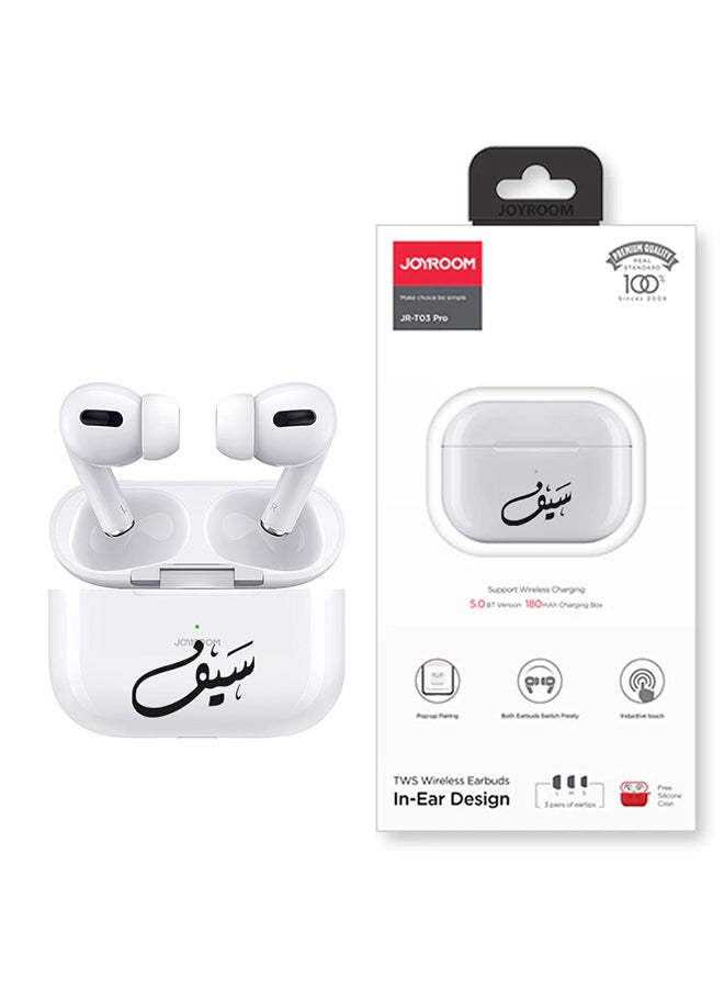 JOYROOM - Saif Printed Pro Bluetooth Earbud For iOS And Android White - Image 1