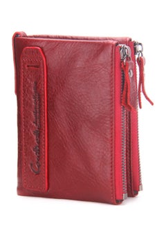 Vintage Bifold Genuine Leather Wallet Red
