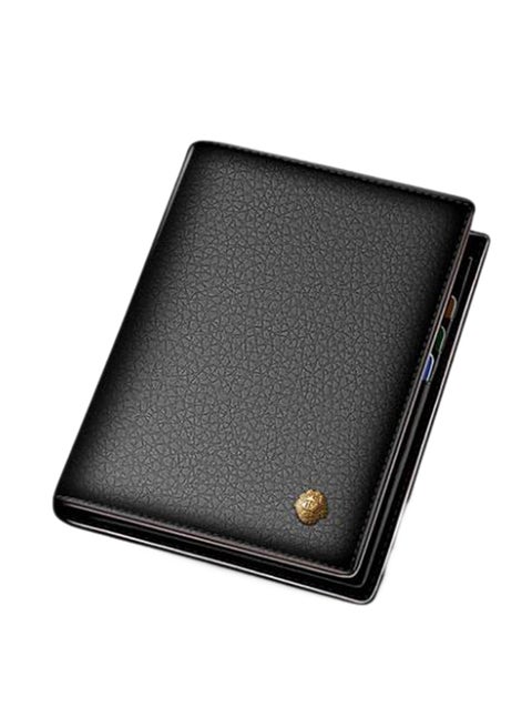 High Grade Cowhide Leather Bifold Wallet Black