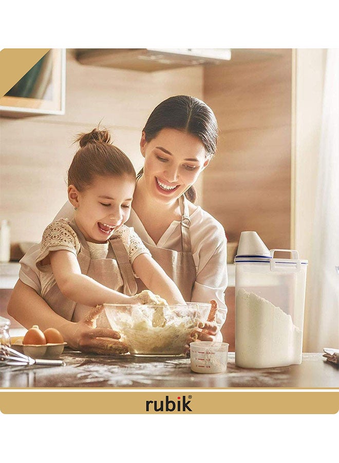 روبيك طقم حاويات لتخزين الأرز والحبوب مع كوب قياس مكون من 5 قطع أزرق/شفاف 30x18x12سم - Image 3