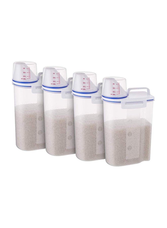 Generic - 4-Piece Rice And Cereal Storage Container With Measuring Cup Set Blue/Clear 30x18x13cm - Image 1