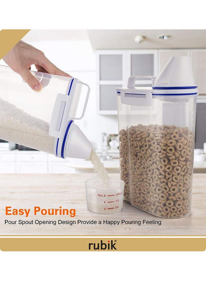 Generic - 4-Piece Rice And Cereal Storage Container With Measuring Cup Set Blue/Clear 30x18x13cm - Image 1