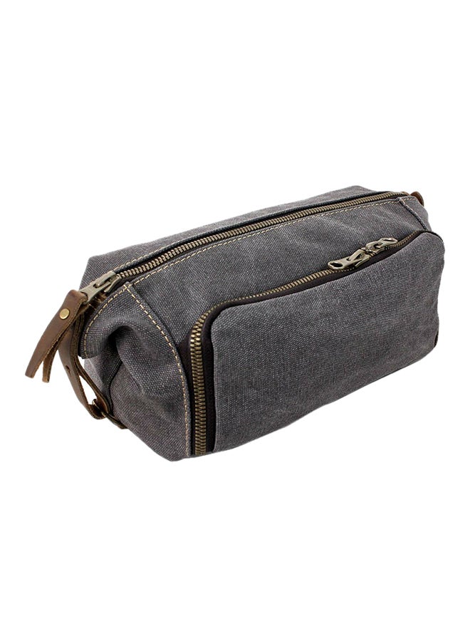 Habitoux Leather Travel Toiletry Bag Grey 