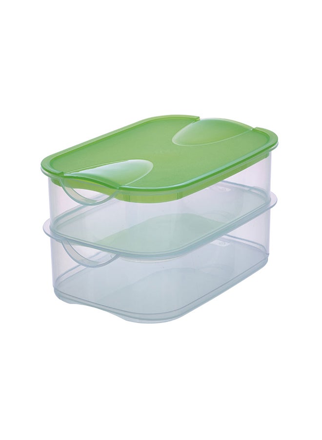 2 Separator High Set Fridge Box Clear/Green 25x18x14cm