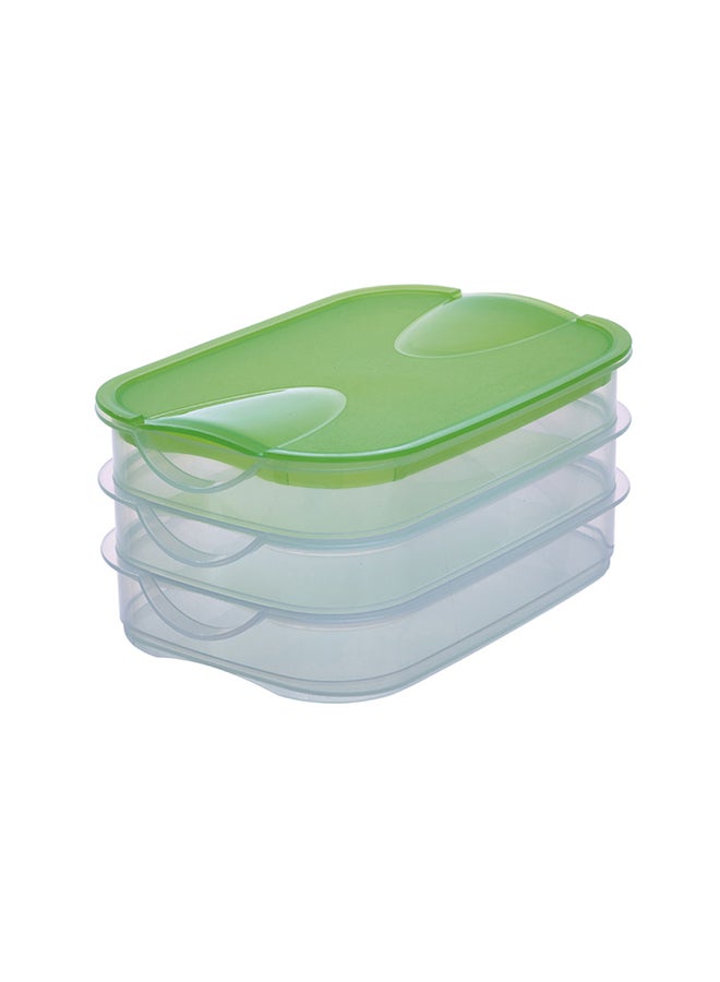 3 Layer Flat Fridge Box Set Clear/Green 25x18x12cm
