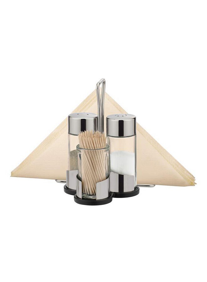 tescoma Salt, Pepper, Toothpick and Napkin Set Silver/Clear 14x10.1x12.7cm - Image 1