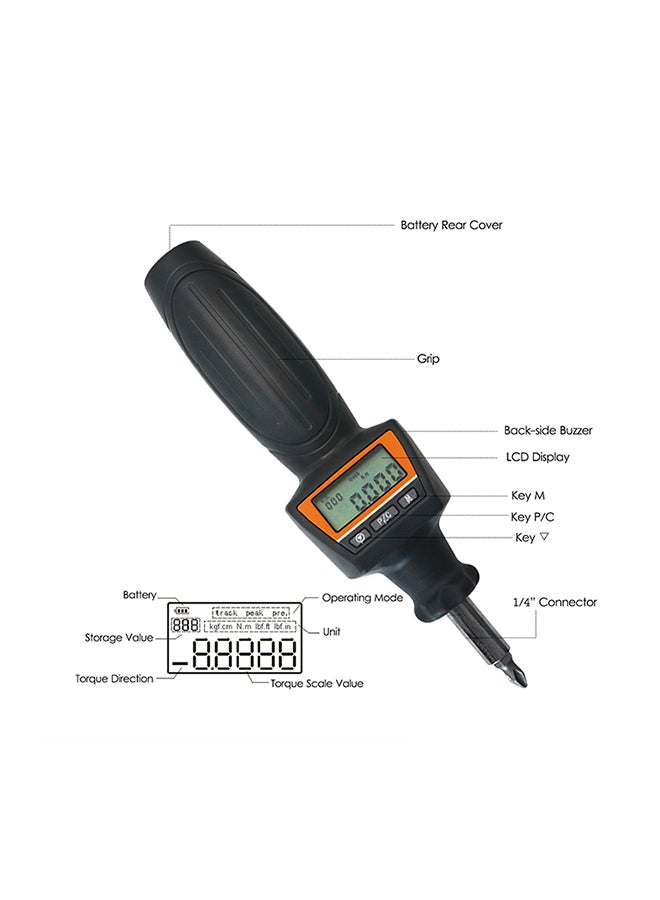 ENS-8 1/4" Mini Digital torque Screwdriver With Buzzer and LED Flash Alarm Orange 22*6*10centimeter - Image 4