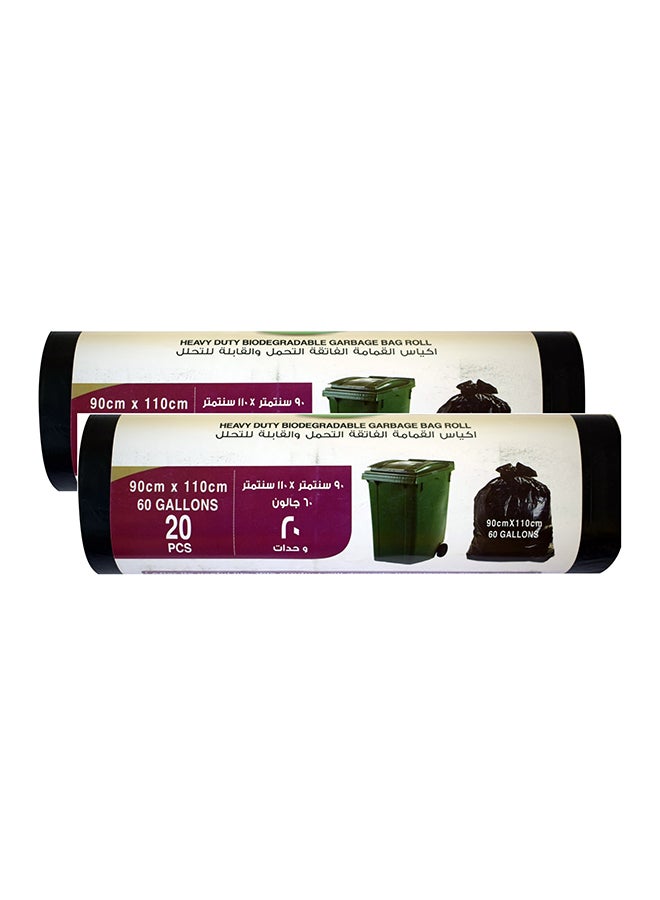 OUR CHOICE - 2-Piece Plastic Garbage Bags Black 90X110cmcentimeter - Image 1