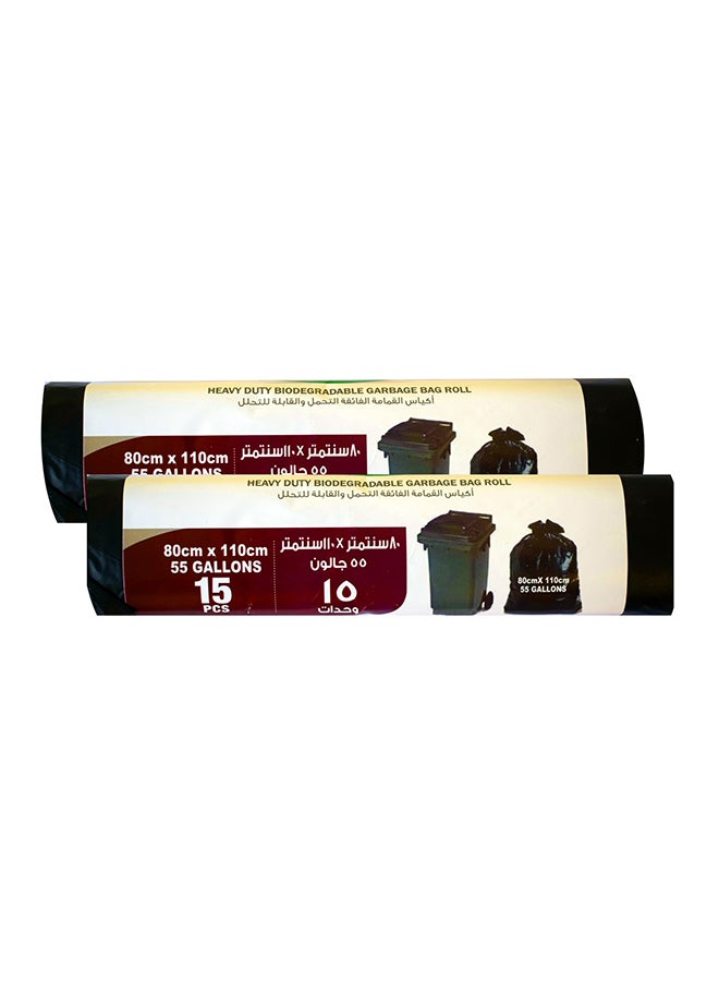OUR CHOICE 15-Piece Garbage Bags Pack of 2 Black 80X110cmcm 