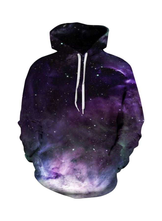 3D Digital Print Hooded Sweatshirt Blue/White/Purple - Image 2