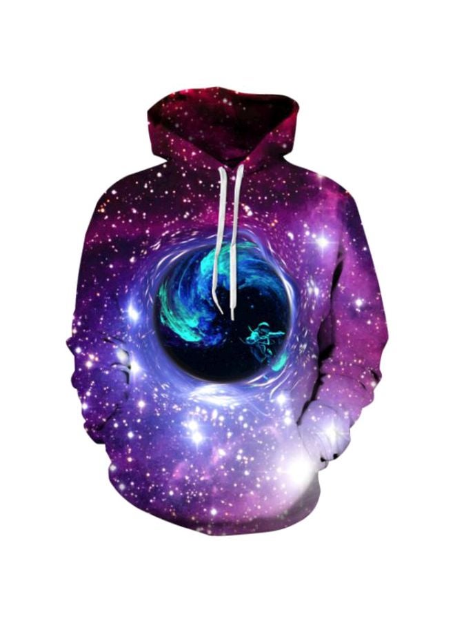 3D  Digital Print Hooded Couple Sweatshirt Purple/Blue/White  - Image 2