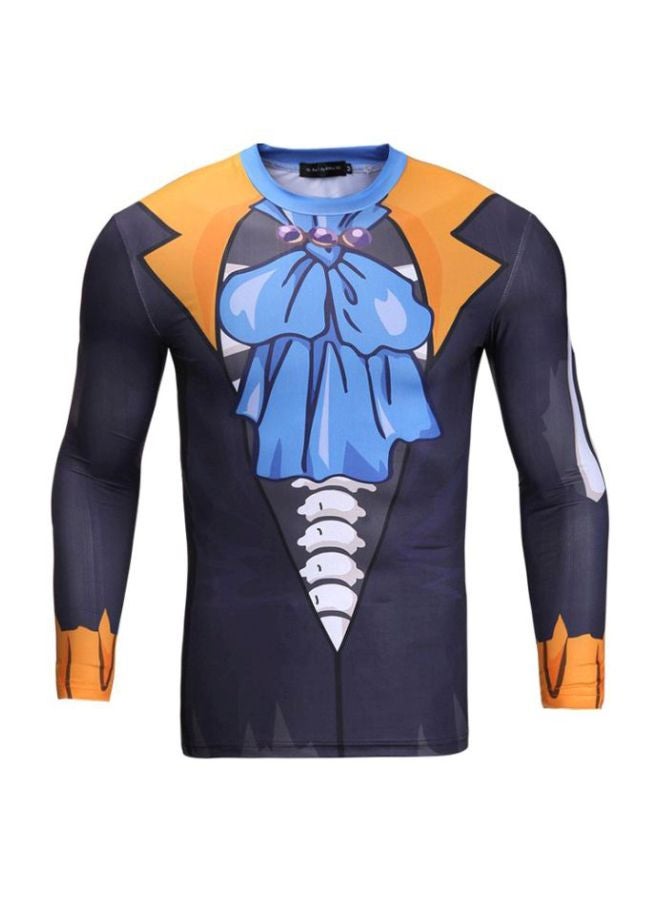 Cotton Round Neck T-Shirt Black/Blue/Yellow - Image 3