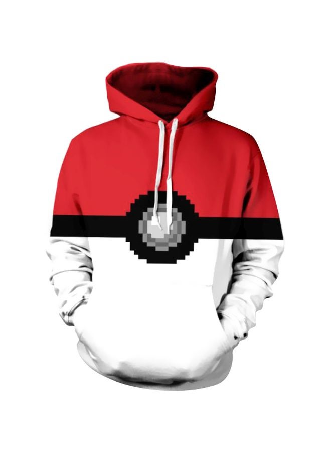 3D   Digital Print Hooded Couple Sweatshirt Red/White/Black - Image 2