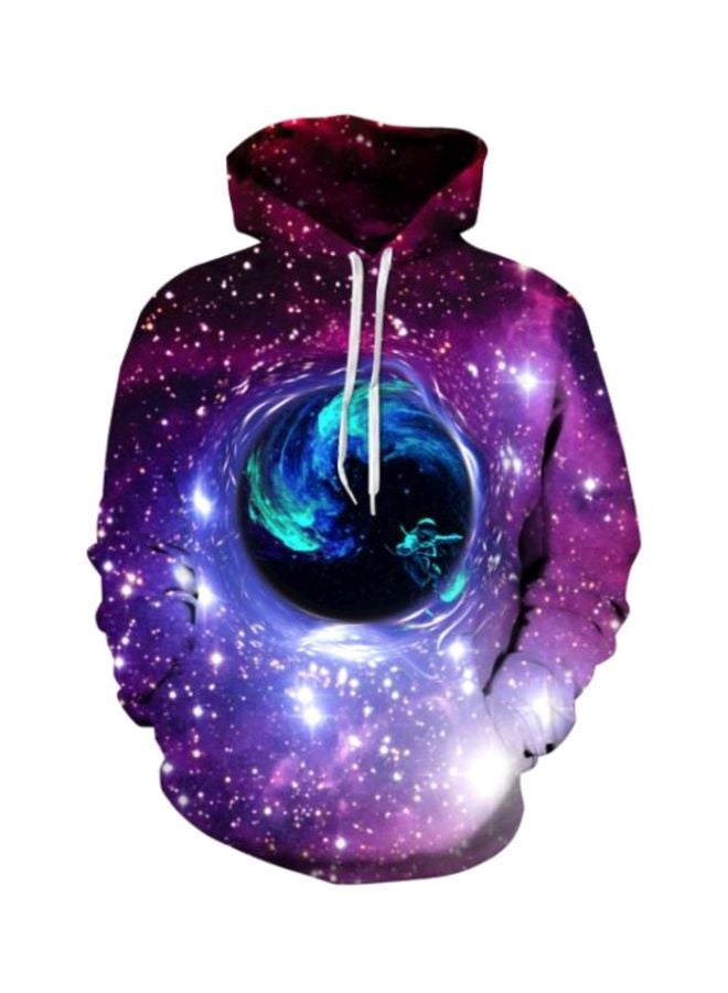 3D  Digital Print Hooded Couple Sweatshirt Purple/Blue/White  - Image 2