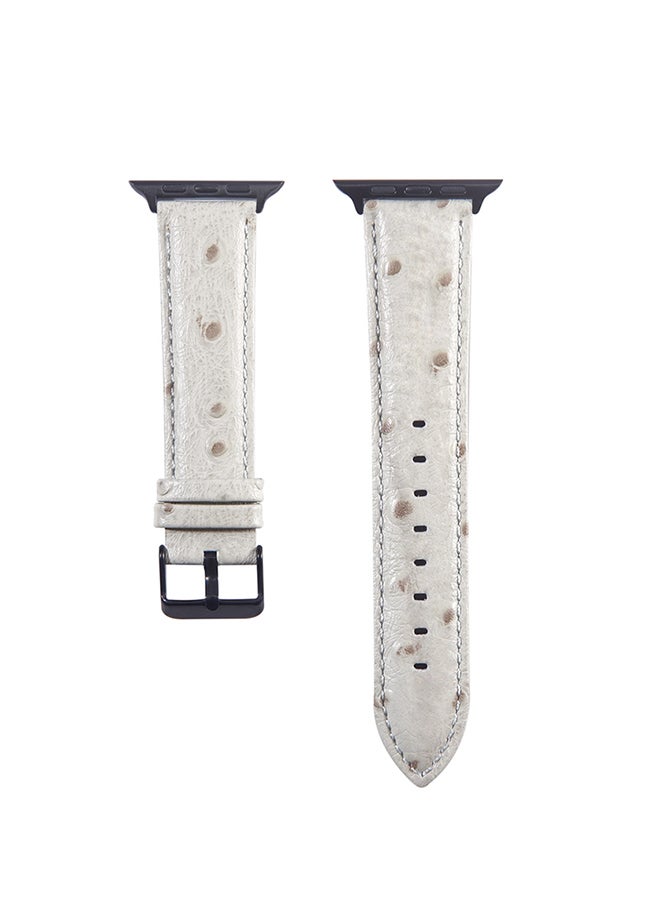 سوار ساعة يد رقمية من الجلد لساعة أبل سيريز 3/2/1 مقاس 42 مم أبيض - Image 1