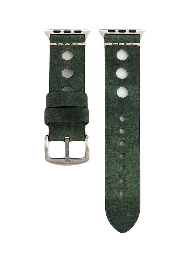 سوار ساعة يد رقمية من الجلد لساعة أبل سيريز 3/2/1 مقاس 42 مم أخضر - Image 1