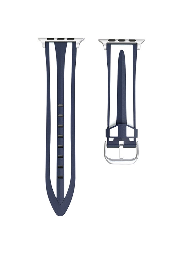 Fashion Double Stripes Pattern Silicone Watch Strap For Apple Watch Series 3/2/1 42mm Multicolour - Image 1