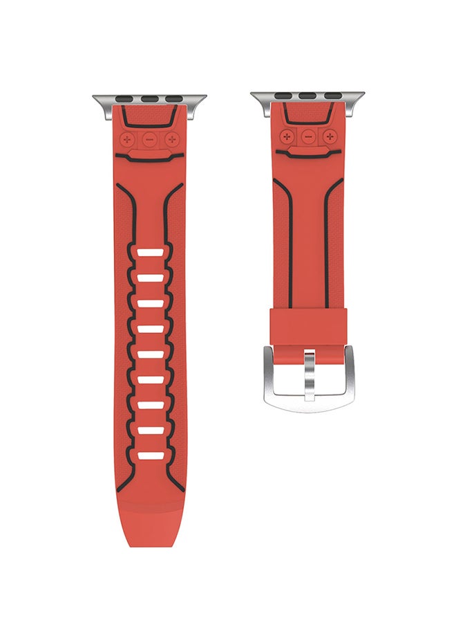 Electrocardiogram Pattern Silicone Strap For Apple Watch Series 3/2/1 42mm Red - Image 1