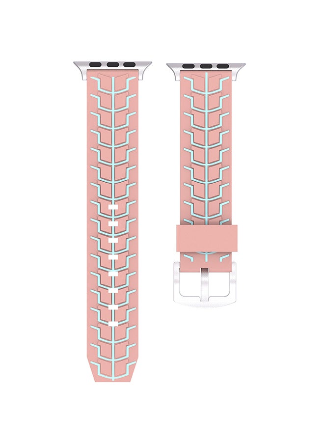 Fishbone Pattern Silicone Strap For Apple Watch Series 3/2/1 42mm Pink - Image 1