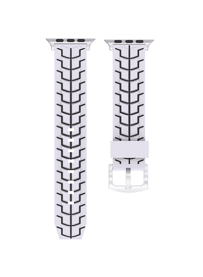 Fishbone Pattern Silicone Strap For Apple Watch Series 3/2/1 42mm White/Blue - Image 1