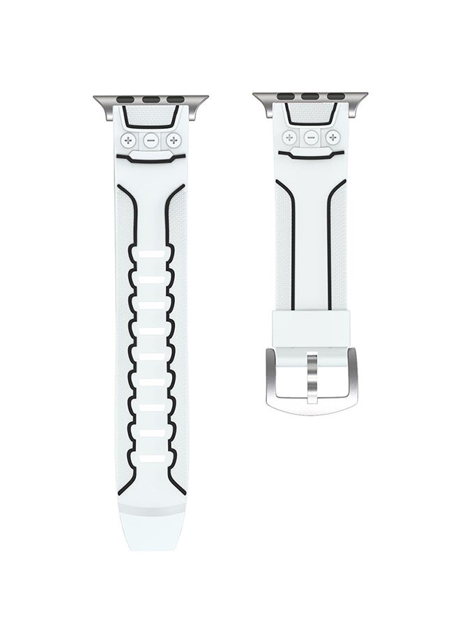 Electrocardiogram Pattern Silicone Strap For Apple Watch Series 3/2/1 38mm White - Image 1