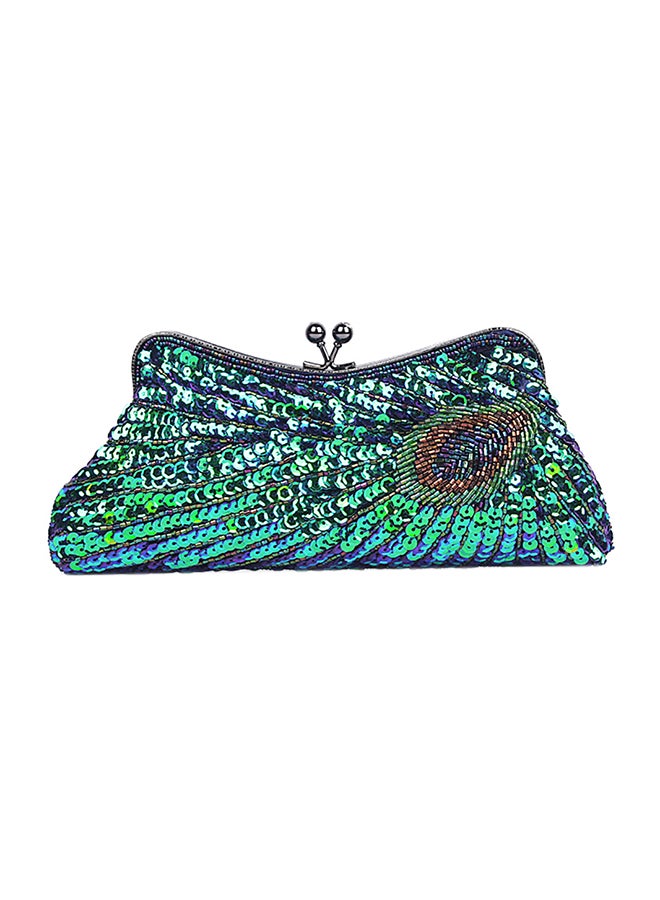 Sequined Designer Clutch Green