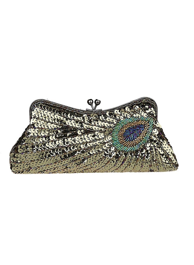 Sequined Designer Clutch Green