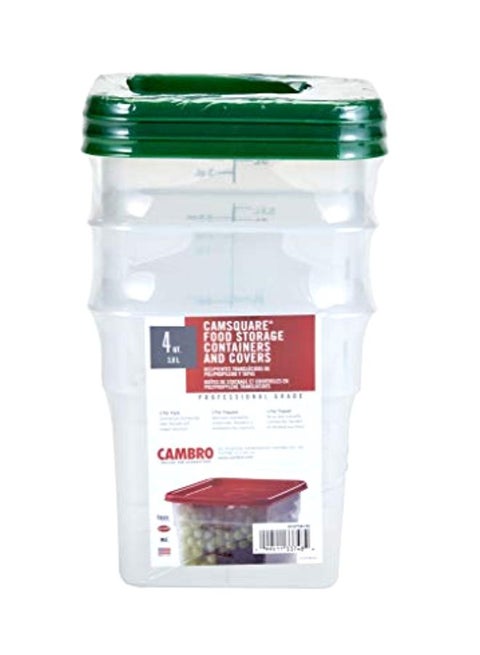 3-Piece Square Food Storage Container Set Clear/Green