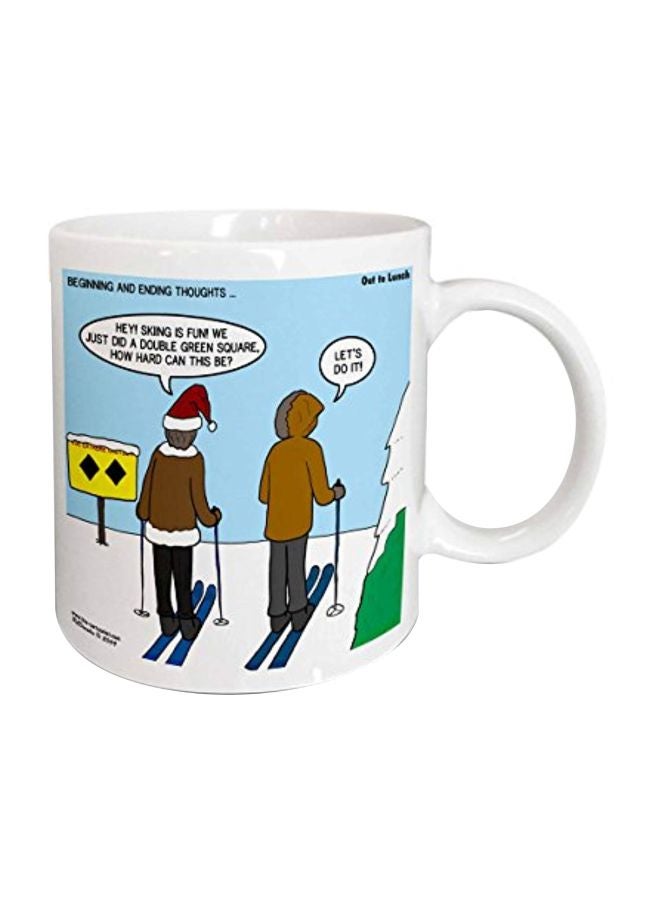 3Dروز مج قهوة بطبعة اقتباس أبيض/أزرق/بني - Image 1