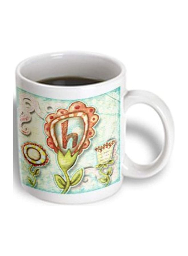 3Dروز مج من السيراميك بطبعة زهور مميزة أخضر/أزرق - Image 2