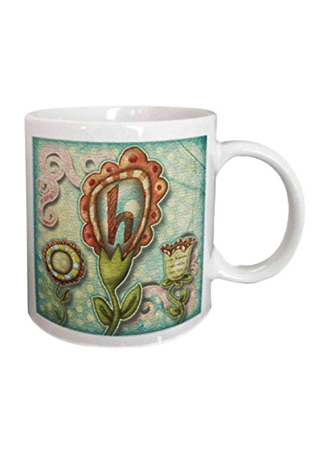 3Dروز مج من السيراميك بطبعة زهور مميزة أخضر/أزرق - Image 1